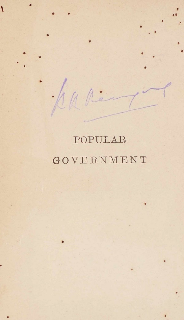 Popular Government : Four Essays