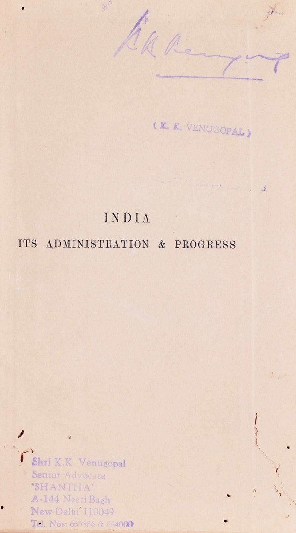 India its Administration & Progress