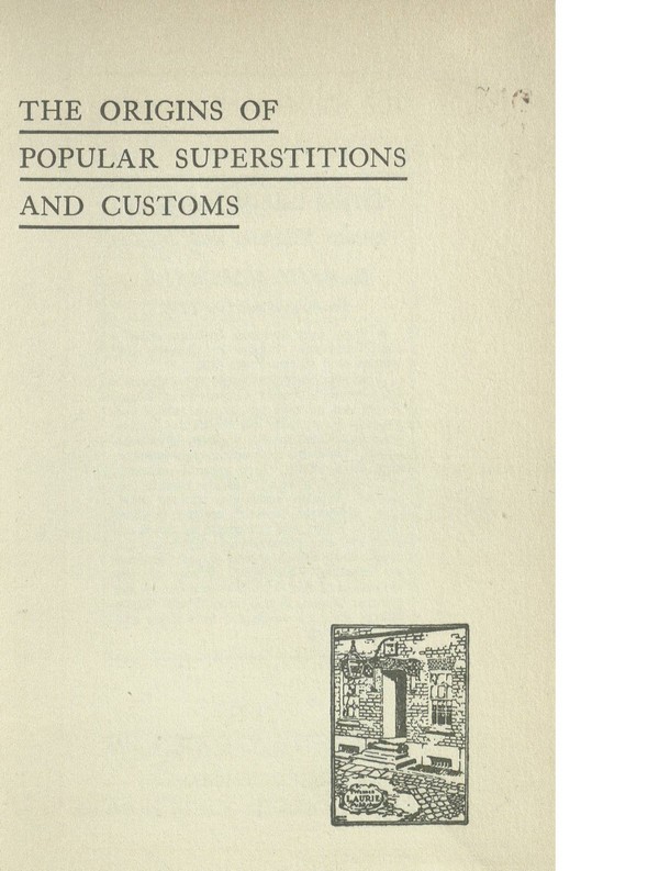 Origins of popular Superstitions and customs
