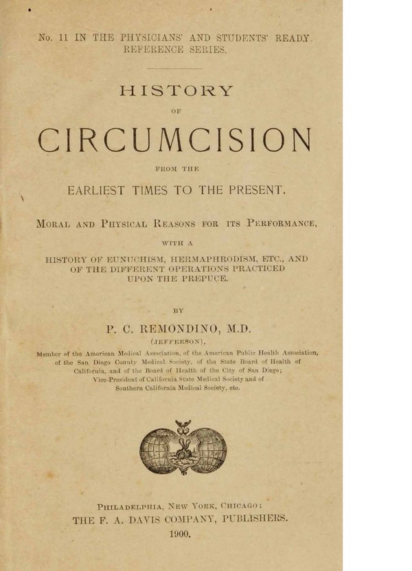 Histroy of Circumcision from the Earliest Times to the Present