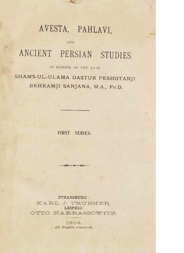 Avesta Pahlavi, and Ancient Persian Studies