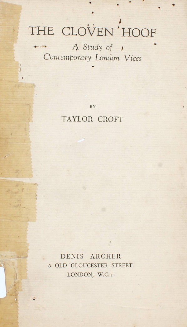 The Cloven Hoof ; A study of Contemporary London Vices #